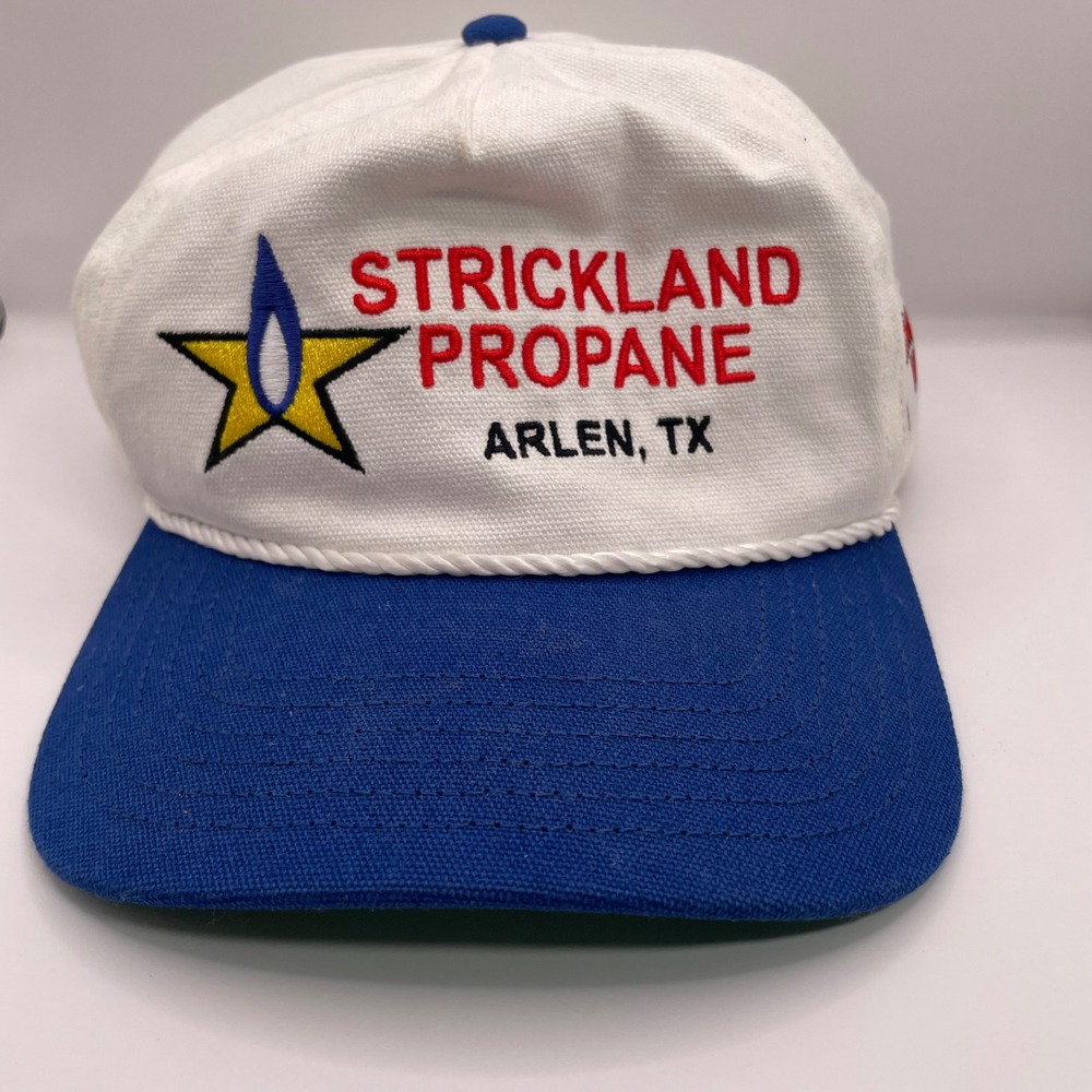 King of the Hill Strickland Propane Hat Arlen TX Snapback Blue White Trucker Cap